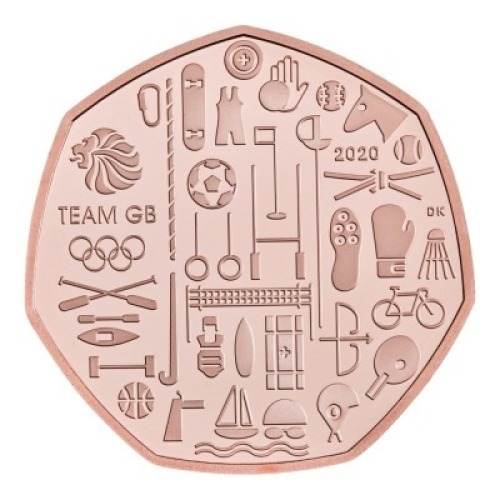 Team GB Tokyo 2020 Olympics Held in 2021 50p Gold Proof Die Trial Piece