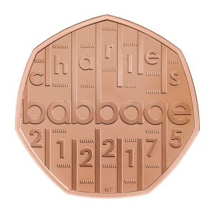 Charles Babbage 2021 50p Gold Proof Die Trial Piece