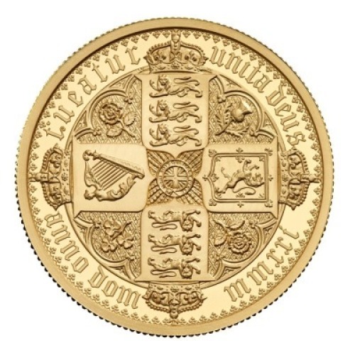 Gothic Crown Quartered Arms 2021 2oz Gold Proof Die Trial Piece