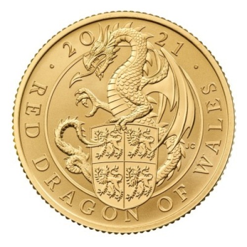 The Queen&rsquo;s Beasts 2021 UK 1/4oz Reverse Frosted Gold Proof Complete Set (10 pieces) Die Trial Piece Set