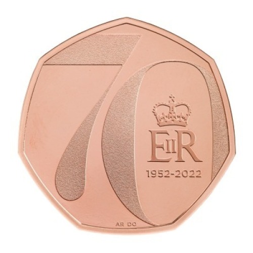 Platinum Jubilee of Her Majesty the Queen 2022 50p Gold Proof