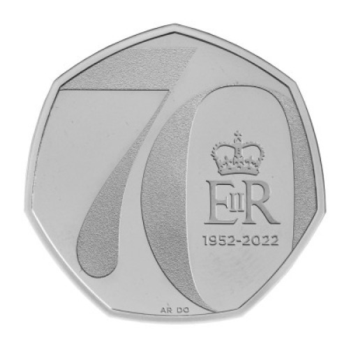Her Majesty the Queen Platinum Jubilee 2022 50p Platinum Proof Die Trial Piece