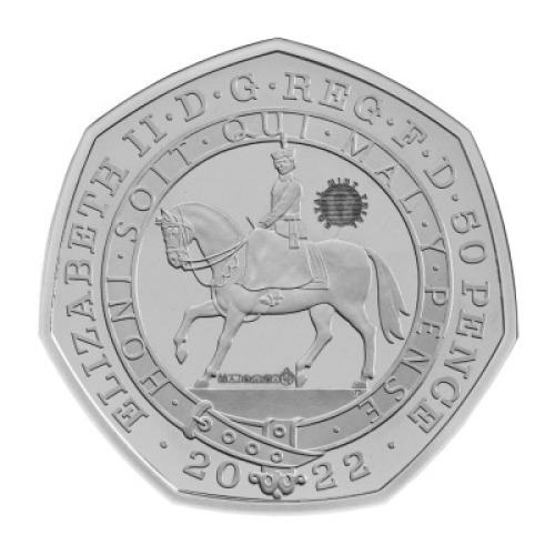 The Platinum Jubilee of Her Majesty The Queen 2022 50p Platinum Proof Die Trial Piece