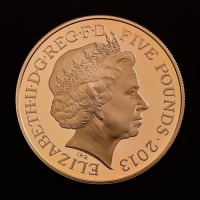 The Queen's Coronation Anniversary 2013 UK &pound;5 Gold Proof Coin