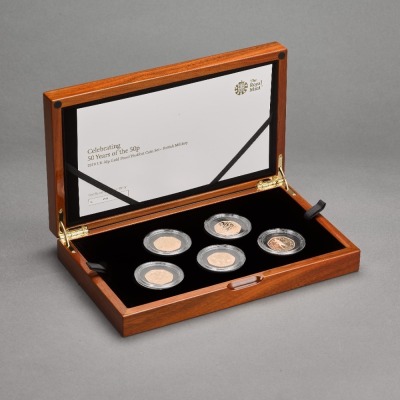 The 50th Anniversary of the 50p 2019 UK 50p Gold Proof Piedfort Five-Coin Set - British Military