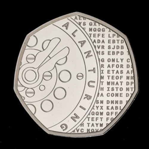 Alan Turing 2022 50p Silver Proof Piedfort Trial Piece