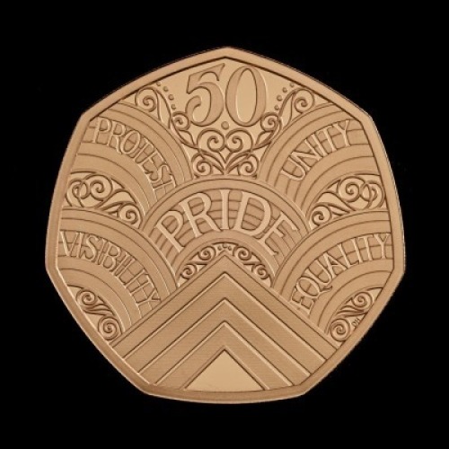 50 Years of Pride 2022 50p Gold Proof Piedfort Trial Piece