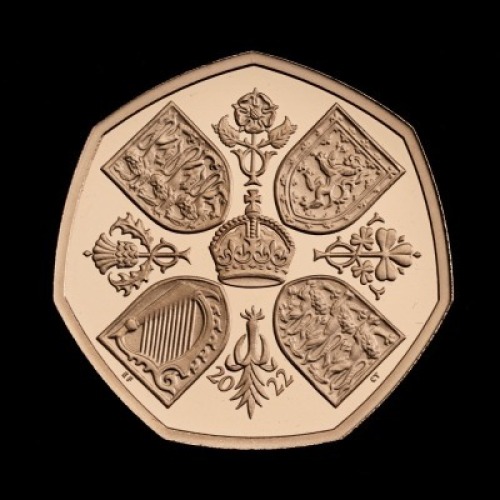 Her Majesty Queen Elizabeth II 2022 50p Gold Piedfort Proof Trial Piece