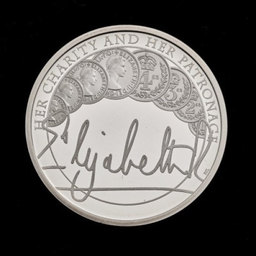 The Queen's Reign Charity and Patronage 2022 &pound;5 Silver Proof Trial Piece
