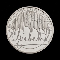 The Queens Reign The Commonwealth 2022 &pound;5 Silver Proof Piedfort Trial Piece