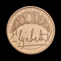 The Queen's Reign Charity and Patronage 2022 &pound;5 Gold Proof Trial Piece