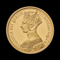 Plain Edge Gothic Crown Portrait 2021 2oz Gold Proof Trial Piece