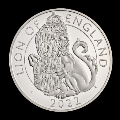 The Royal Tudor Beasts The Lion of England 2022 10oz Silver Proof Trial Piece