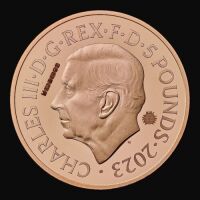 The 75th Birthday of His Majesty King Charles III 2023 &pound;5 Gold Proof Trial Piece