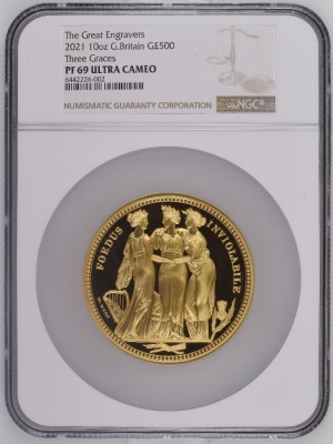 2021 Gold Proof 10oz Three Graces PF69