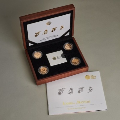 2013 Gold Proof &pound;1 Four Coin Set - Floral