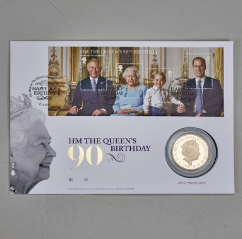 2016 PNC &pound;5 Gold Proof coin &ndash; 90th birthday of QEII plus stamp first day cover