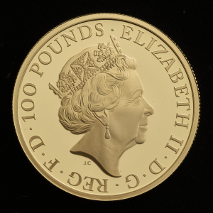 2020 The Queen's Beasts The White Lion of Mortimer 2020 Gold proof One Ounce