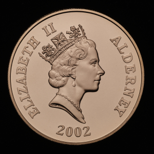 2002 Alderney Gold Proof Piedfort £5