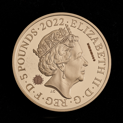 2022 Queen's Reign Charity and Patronage £5 Gold Proof Trial Piece