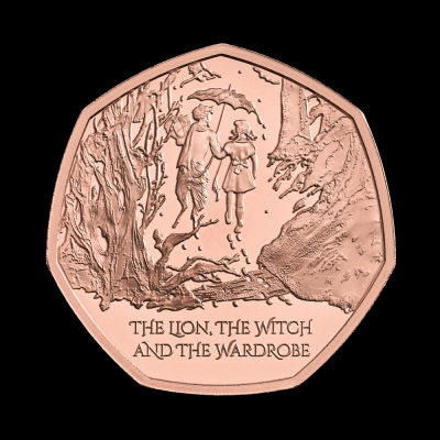 The Lion, the Witch and the Wardrobe 2023 50p Gold Proof Trial Piece