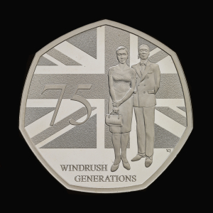 75 Years of the Windrush Generation 2023 50p Silver Proof Piedfort Trial Piece