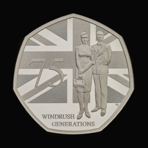 75 Years of the Windrush Generation 2023 50p&nbsp;Silver Proof Piedfort Trial Piece