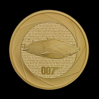 Six Decades of 007: Bond Films of the 1970s 2023 2oz Gold Proof Trial Piece