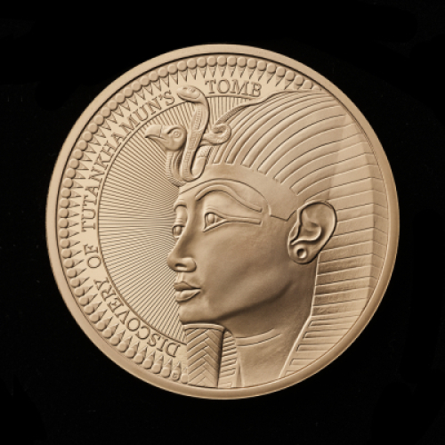 The 100th Anniversary of the Discovery of Tutankhamun's Tomb 2022 &pound;5 Gold Proof Trial Piece