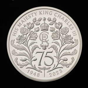 The 75th Birthday of King Charles III 2023 £5 Silver Proof Piedfort Trial Piece