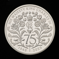 The 75th Birthday of King Charles III 2023 &pound;5 Silver Proof Piedfort Trial Piece