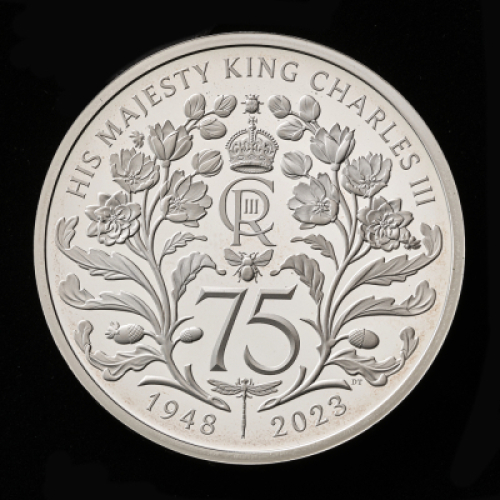 The 75th Birthday of King Charles III 2023 &pound;5 Silver Proof Trial Piece