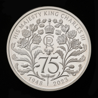 The 75th Birthday of King Charles III 2023 &pound;5 Silver Proof Trial Piece