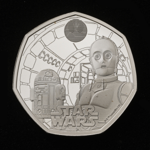 Star Wars R2-D2 and C-3PO 2023 50p Silver Proof Colour Trial Piece